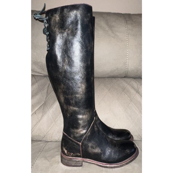 Bed Stu Black Womens Cobbler Series Heeled Tall Boots Leather Rustic 8 - Picture 2 of 15